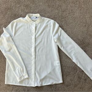 Anine Bing Elegant White Button Down Shirt, Mandarin collar